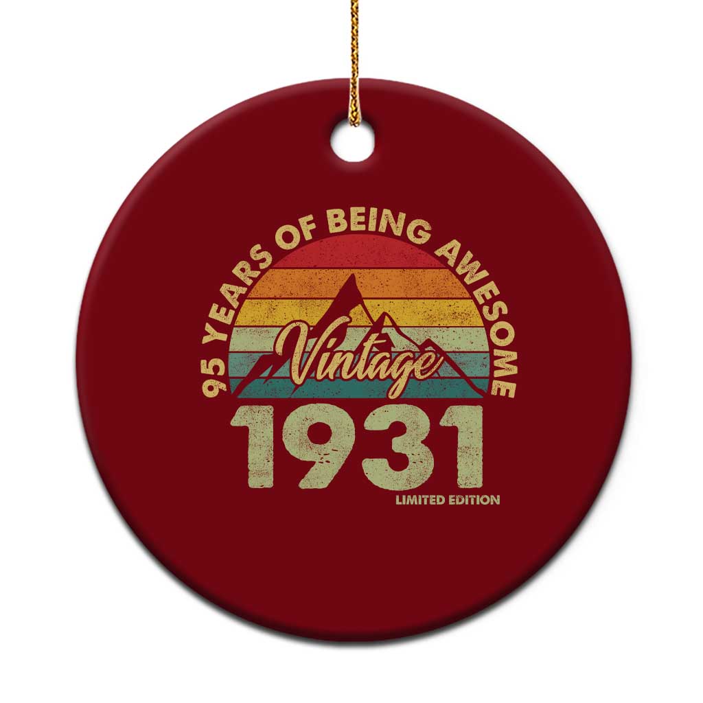 95th Birthday Ceramic Ornament Vintage 1931 Limited Edition 95 Year Old Gift