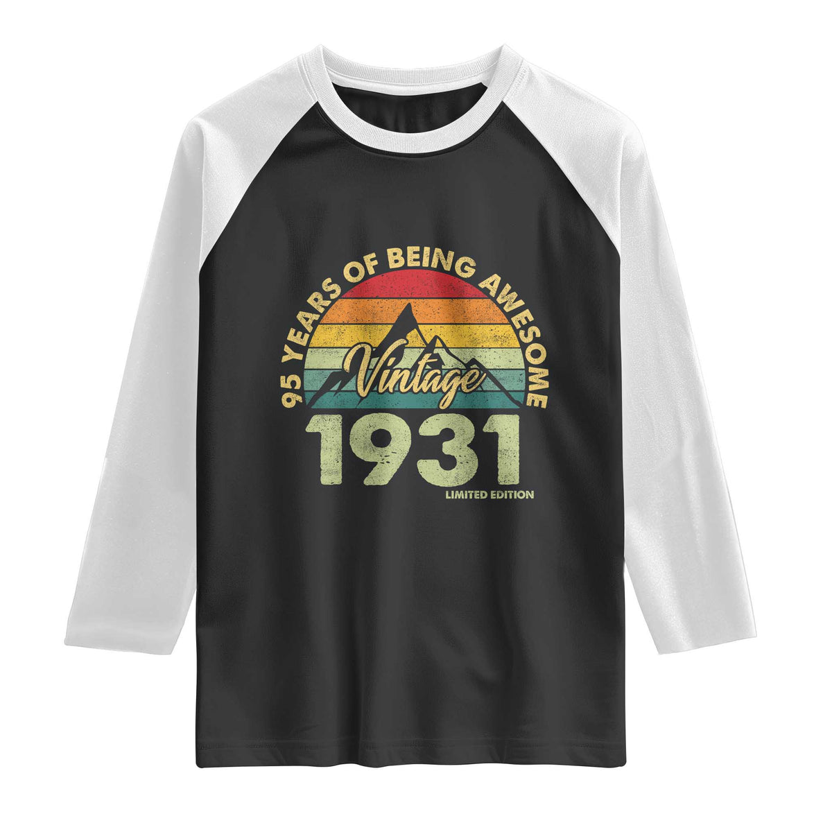 95th Birthday Raglan Shirt Vintage 1931 Limited Edition 95 Year Old Gift