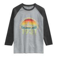 95th Birthday Raglan Shirt Vintage 1931 Limited Edition 95 Year Old Gift