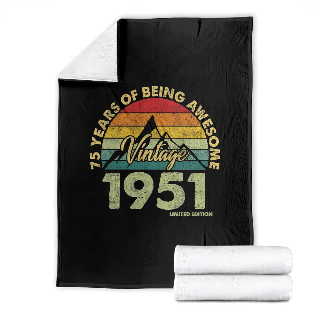 75th Birthday Throw Blanket Vintage 1951 Limited Edition 75 Year Old Gift