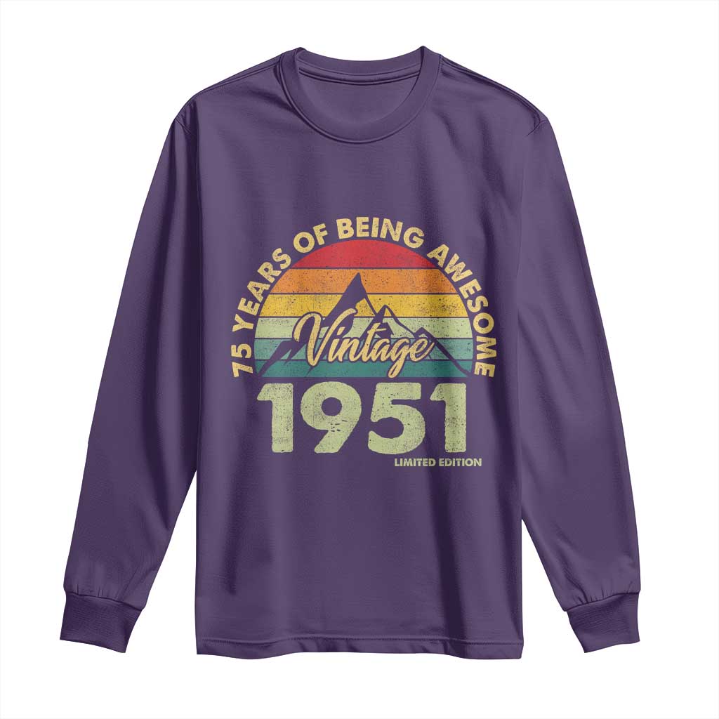 75th Birthday Long Sleeve Shirt Vintage 1951 Limited Edition 75 Year Old Gift