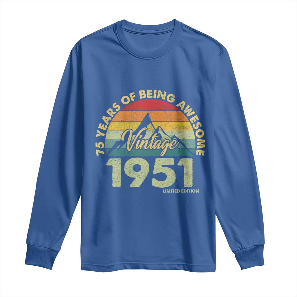 75th Birthday Long Sleeve Shirt Vintage 1951 Limited Edition 75 Year Old Gift