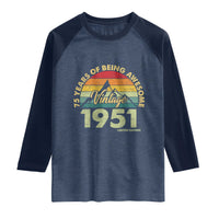 75th Birthday Raglan Shirt Vintage 1951 Limited Edition 75 Year Old Gift