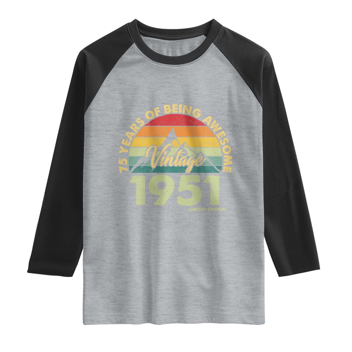 75th Birthday Raglan Shirt Vintage 1951 Limited Edition 75 Year Old Gift