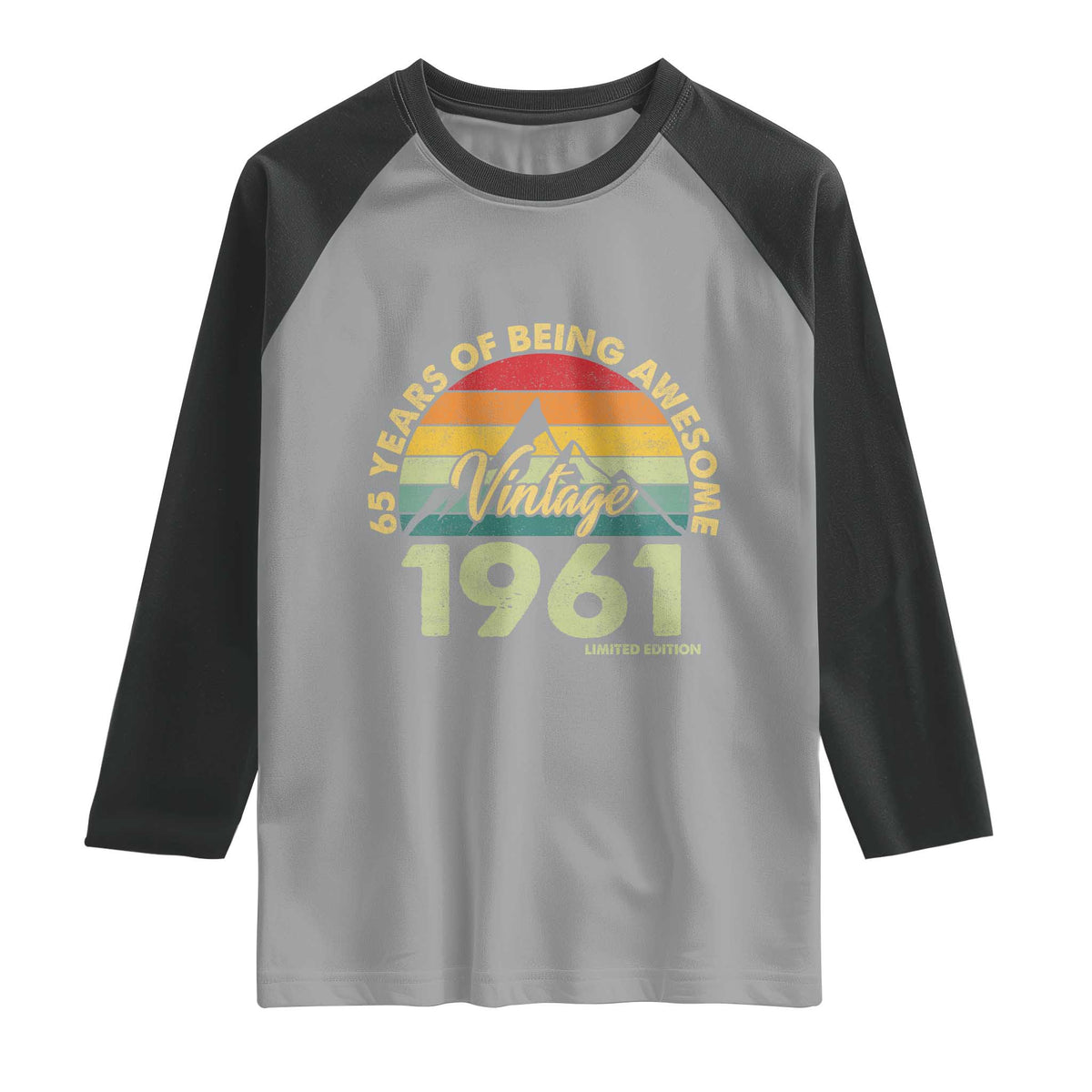 65th Birthday Raglan Shirt Vintage 1961 Limited Edition 65 Year Old Gift