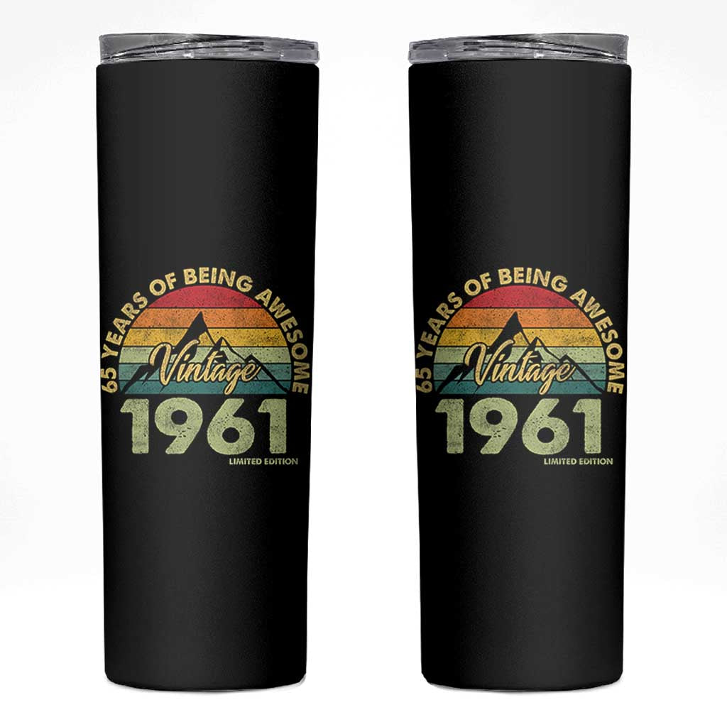 65th Birthday Skinny Tumbler Vintage 1961 Limited Edition 65 Year Old Gift