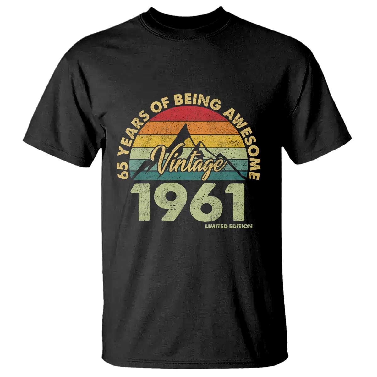 65th Birthday T Shirt Vintage 1961 Limited Edition 65 Year Old Gift