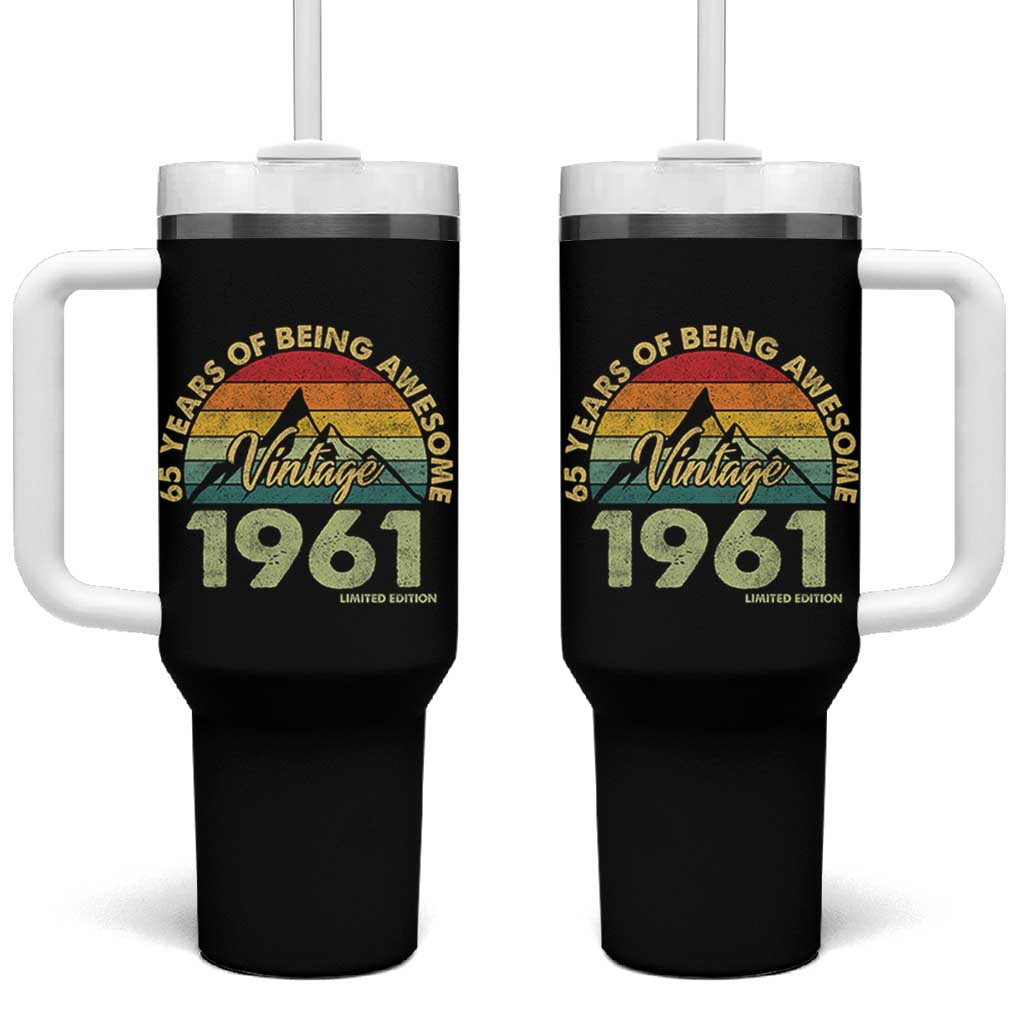 65th Birthday Tumbler With Handle Vintage 1961 Limited Edition 65 Year Old Gift