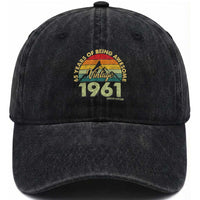 65th Birthday Washed Cotton Baseball Cap Vintage 1961 Limited Edition 65 Year Old Gift