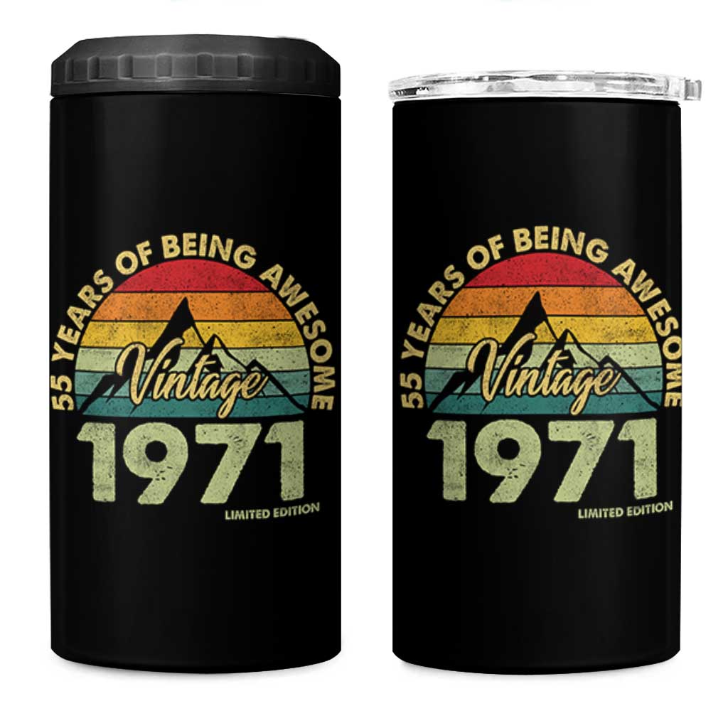 55th Birthday 4 in 1 Can Cooler Tumbler Vintage 1971 Limited Edition 55 Year Old Gift