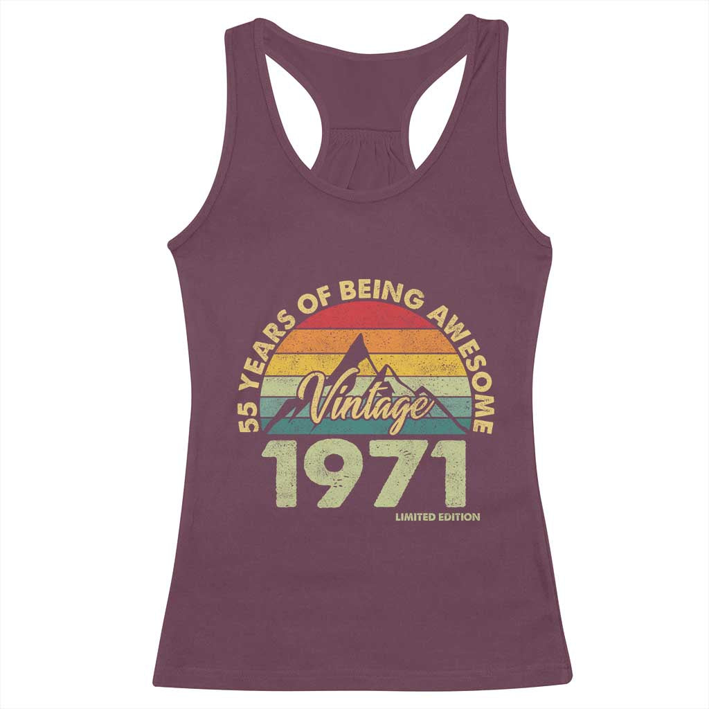 55th Birthday Racerback Tank Top Vintage 1971 Limited Edition 55 Year Old Gift