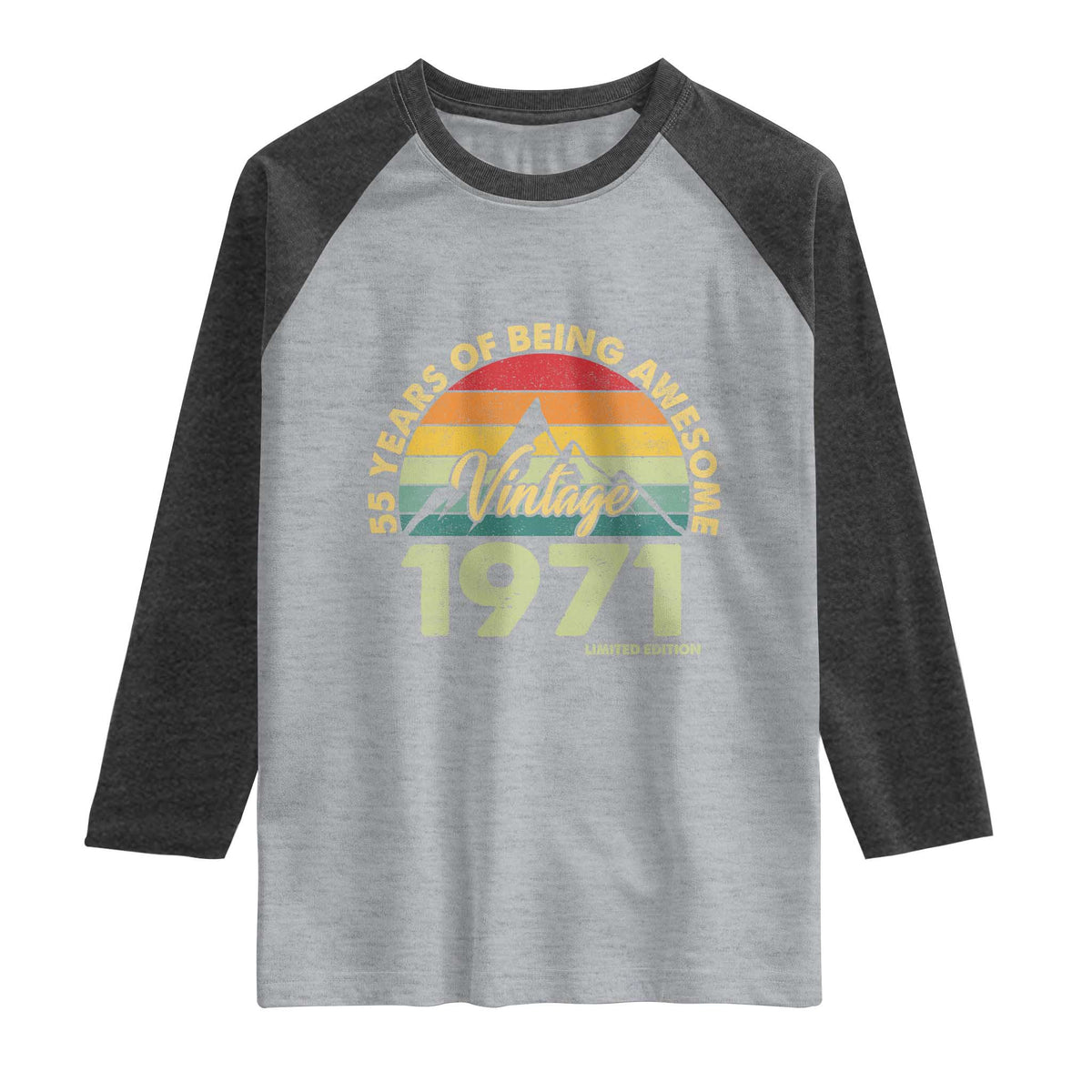55th Birthday Raglan Shirt Vintage 1971 Limited Edition 55 Year Old Gift