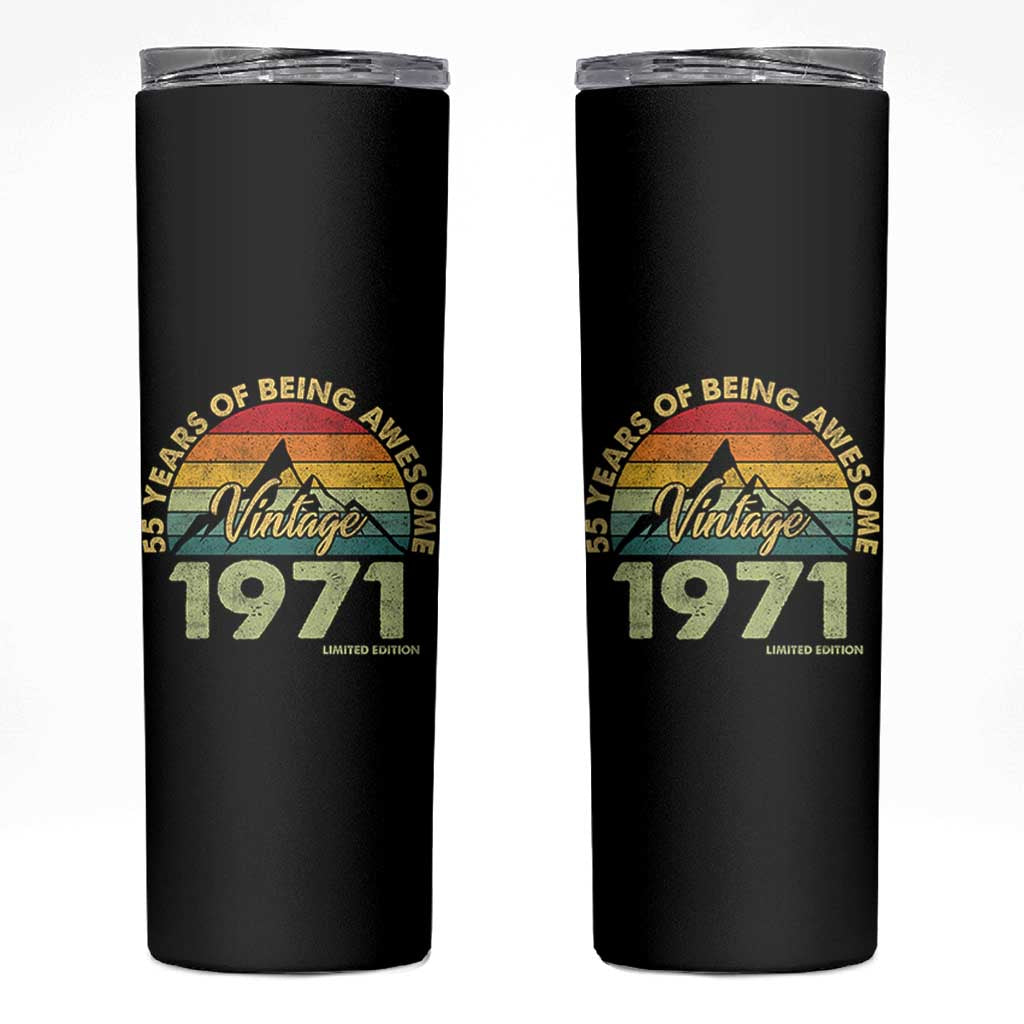 55th Birthday Skinny Tumbler Vintage 1971 Limited Edition 55 Year Old Gift