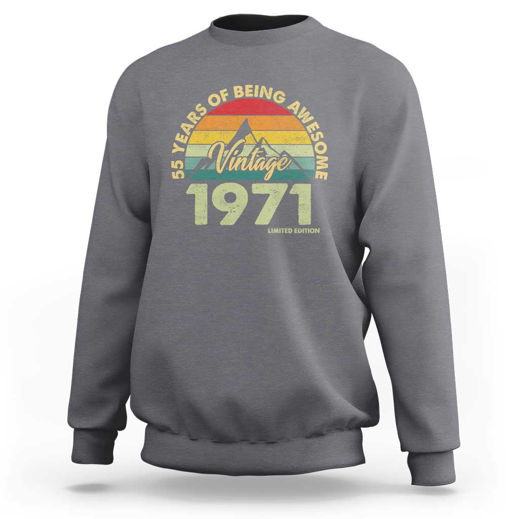 55th Birthday Sweatshirt Vintage 1971 Limited Edition 55 Year Old Gift
