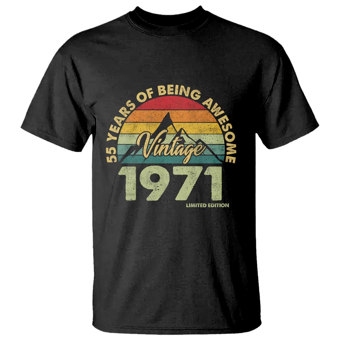 55th Birthday T Shirt Vintage 1971 Limited Edition 55 Year Old Gift