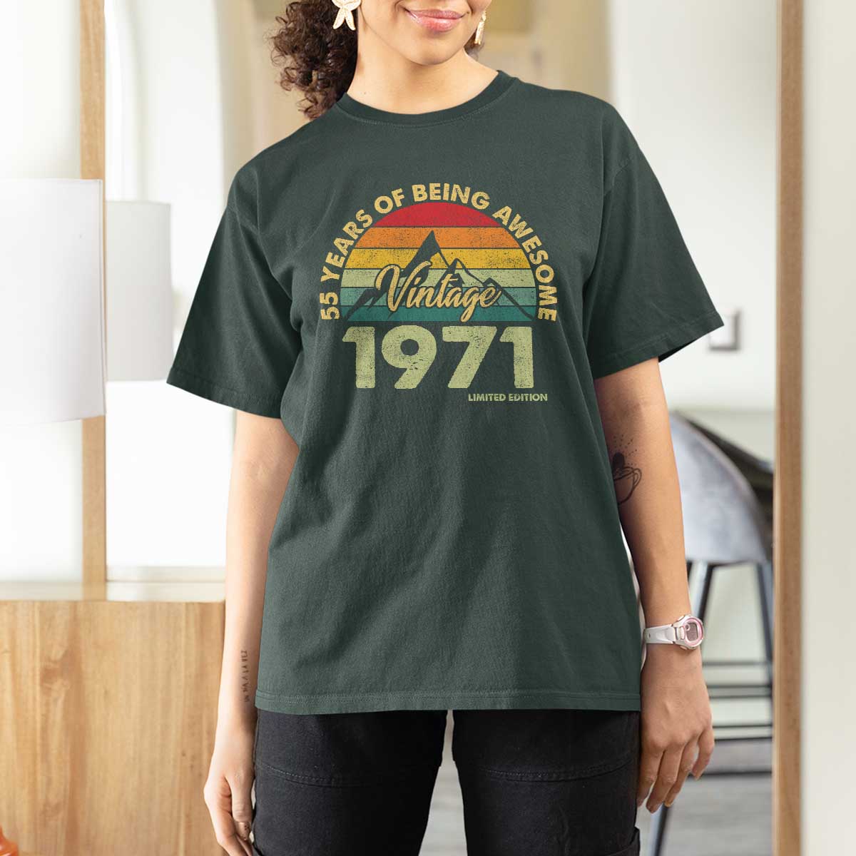 55th Birthday T Shirt For Women Vintage 1971 Limited Edition 55 Year Old Gift