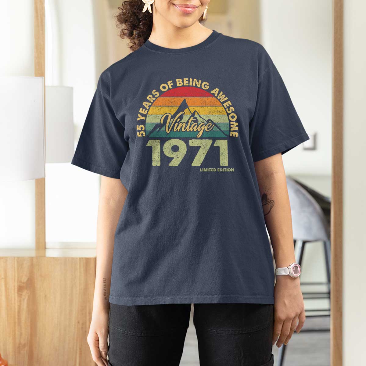 55th Birthday T Shirt For Women Vintage 1971 Limited Edition 55 Year Old Gift
