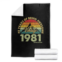 45th Birthday Throw Blanket Vintage 1981 Limited Edition 45 Year Old Gift