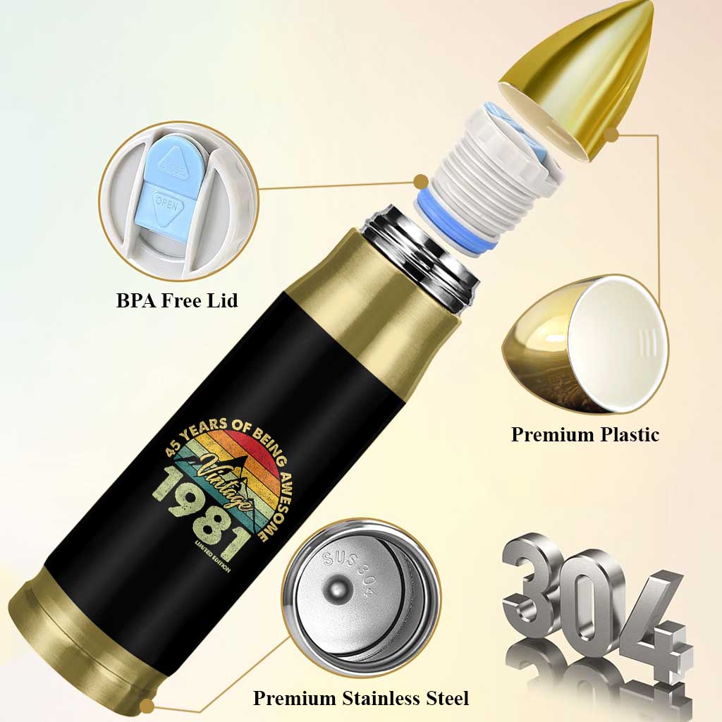 45th Birthday Bullet Tumbler Vintage 1981 Limited Edition 45 Year Old Gift