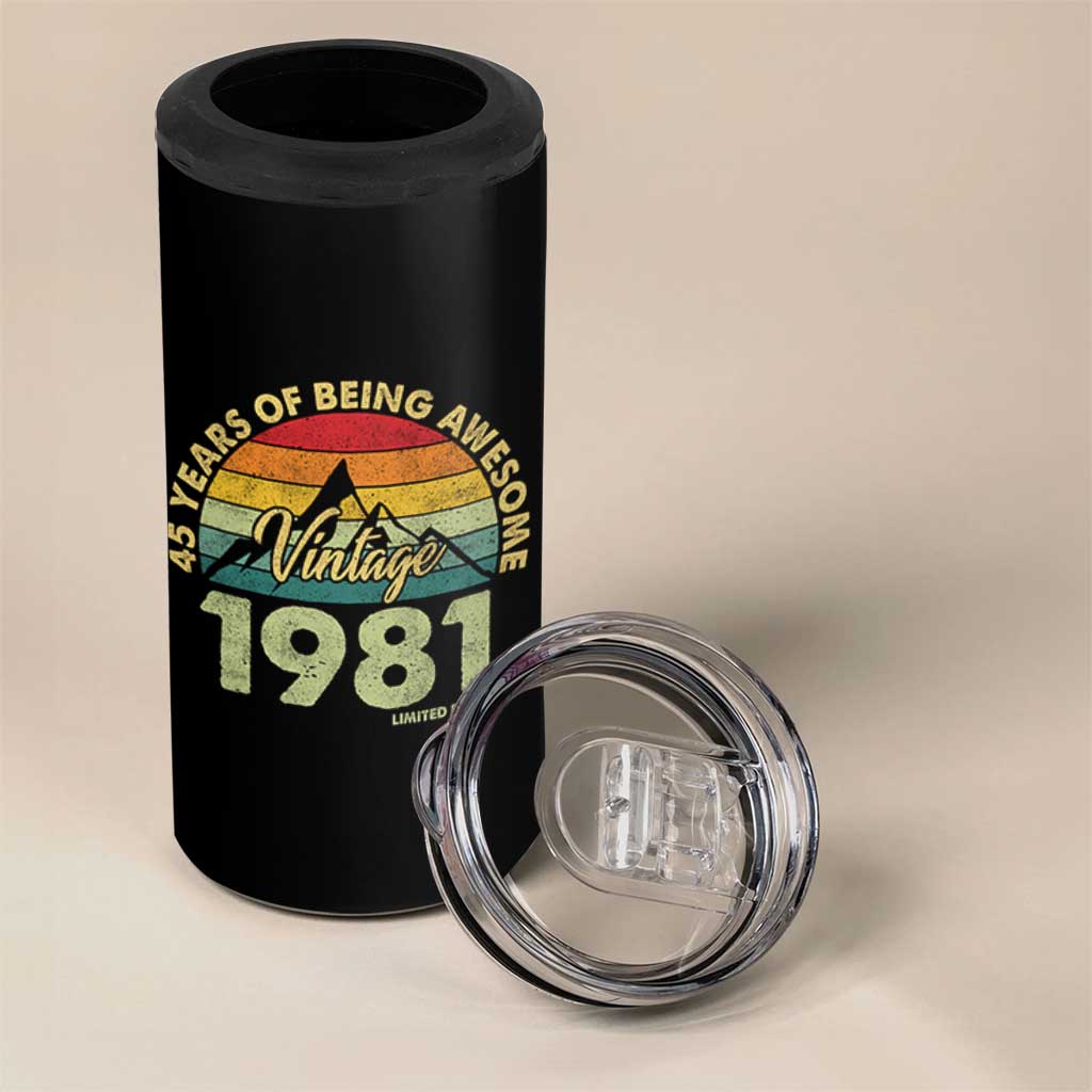45th Birthday 4 in 1 Can Cooler Tumbler Vintage 1981 Limited Edition 45 Year Old Gift