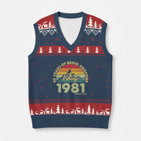 45th Birthday V-Neck Knit Sweater Vest Vintage 1981 Limited Edition 45 Year Old Gift