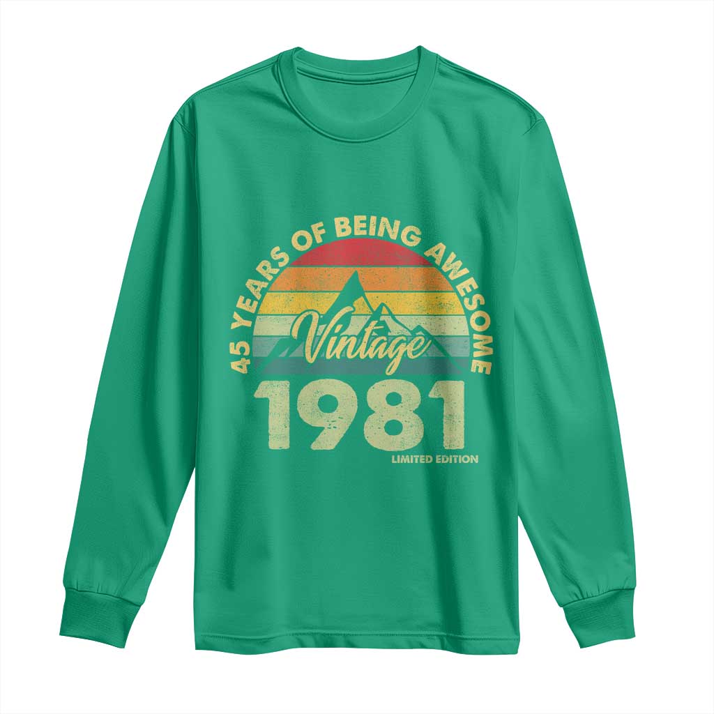 45th Birthday Long Sleeve Shirt Vintage 1981 Limited Edition 45 Year Old Gift