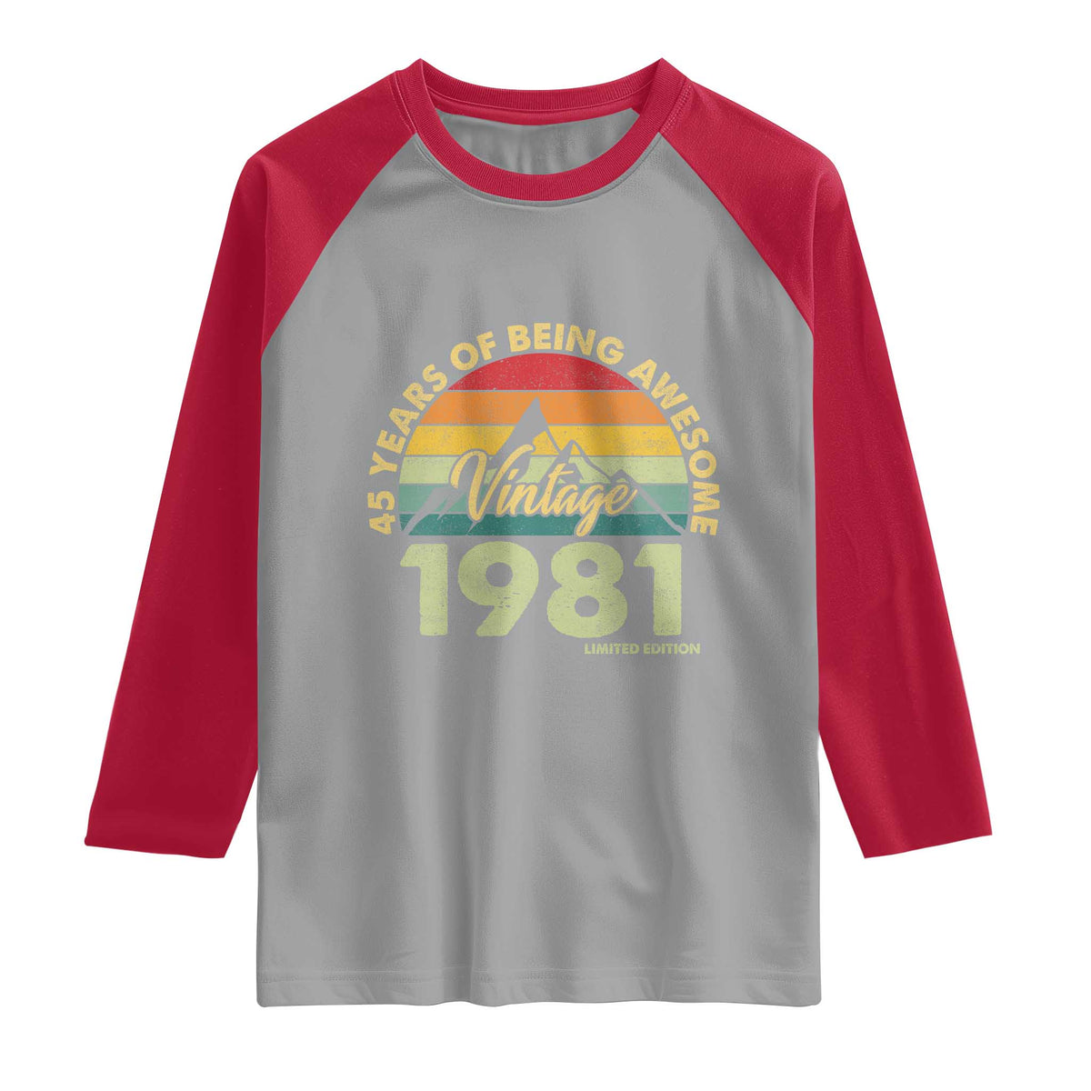 45th Birthday Raglan Shirt Vintage 1981 Limited Edition 45 Year Old Gift
