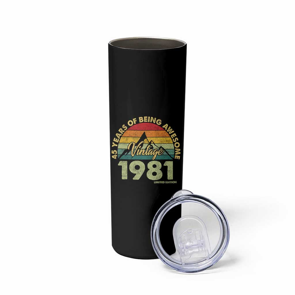 45th Birthday Skinny Tumbler Vintage 1981 Limited Edition 45 Year Old Gift