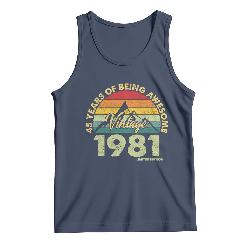 45th Birthday Tank Top Vintage 1981 Limited Edition 45 Year Old Gift