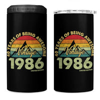 40th Birthday 4 in 1 Can Cooler Tumbler Vintage 1986 Limited Edition 40 Year Old Gift