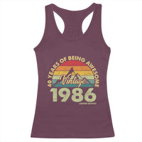 40th Birthday Racerback Tank Top Vintage 1986 Limited Edition 40 Year Old Gift