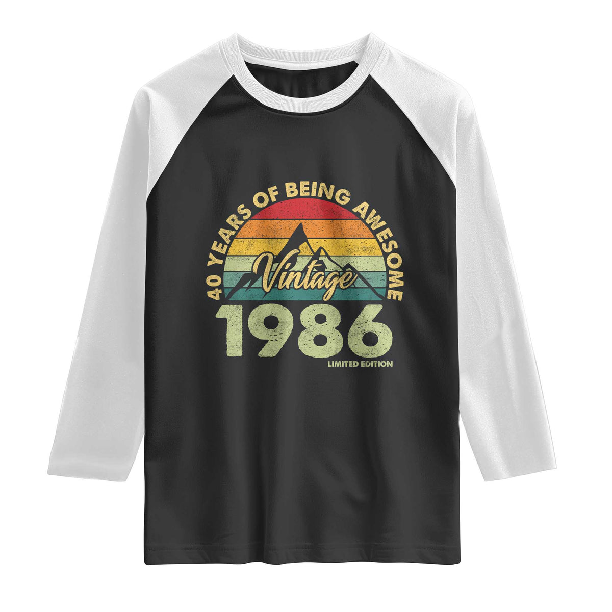 40th Birthday Raglan Shirt Vintage 1986 Limited Edition 40 Year Old Gift
