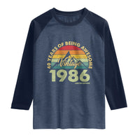 40th Birthday Raglan Shirt Vintage 1986 Limited Edition 40 Year Old Gift