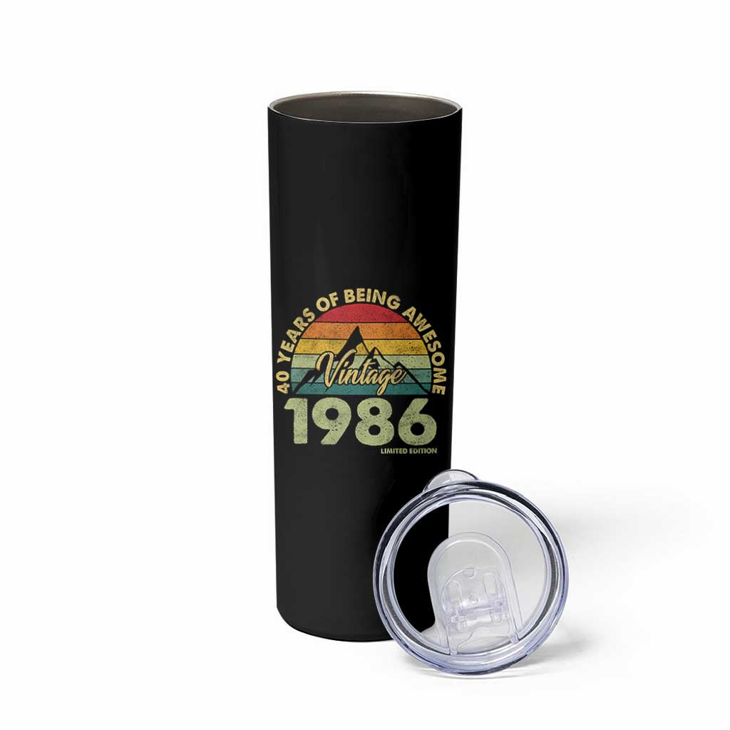 40th Birthday Skinny Tumbler Vintage 1986 Limited Edition 40 Year Old Gift