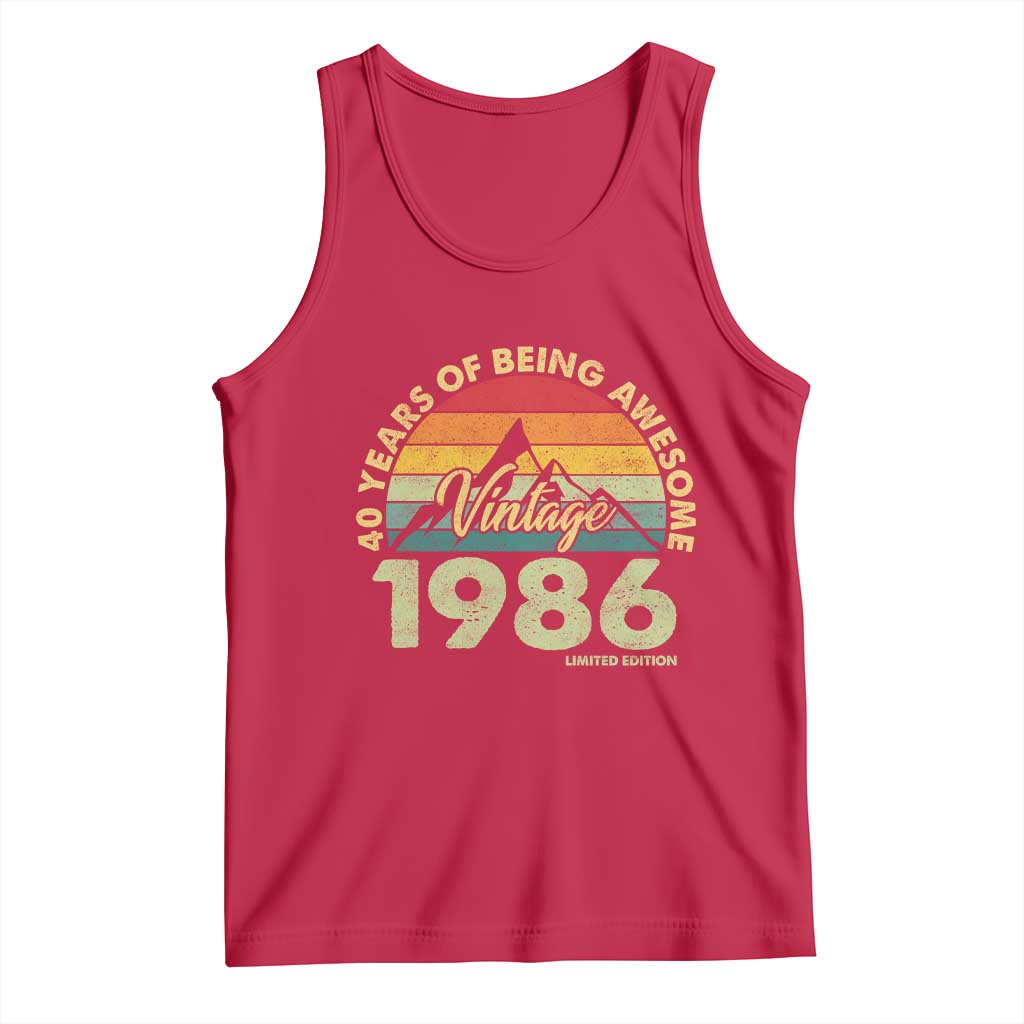 40th Birthday Tank Top Vintage 1986 Limited Edition 40 Year Old Gift