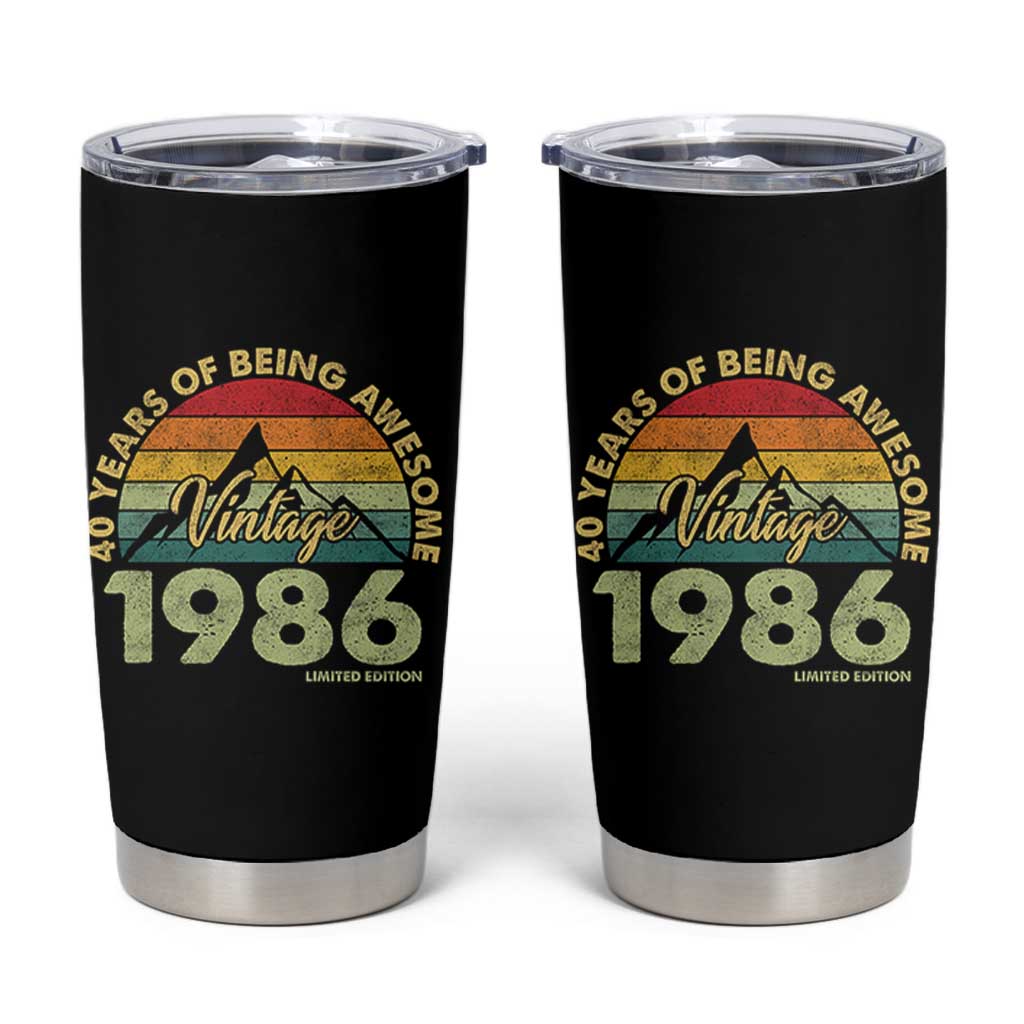 40th Birthday Tumbler Cup Vintage 1986 Limited Edition 40 Year Old Gift