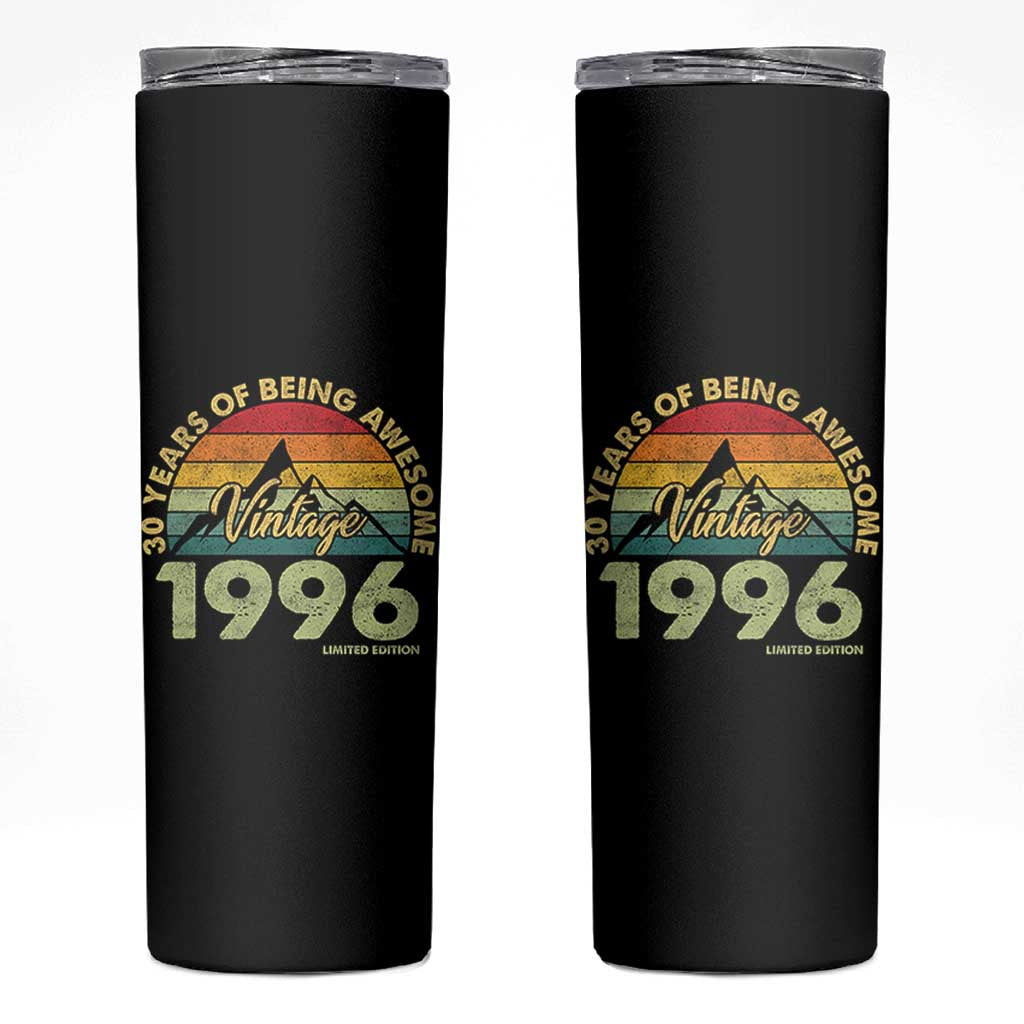 30th Birthday Skinny Tumbler Vintage 1996 Limited Edition 30 Year Old Gift