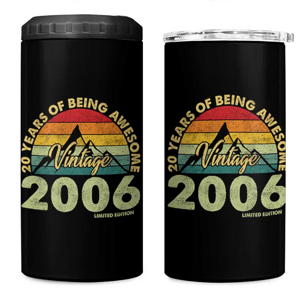 20th Birthday 4 in 1 Can Cooler Tumbler Vintage 2006 Limited Edition 20 Year Old Gift