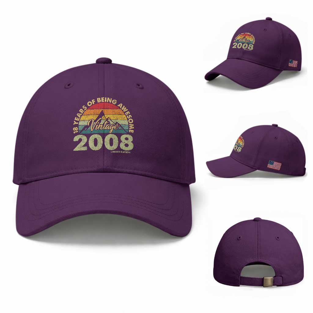 18th Birthday Baseball Cap Vintage 2008 Limited Edition 18 Year Old Gift
