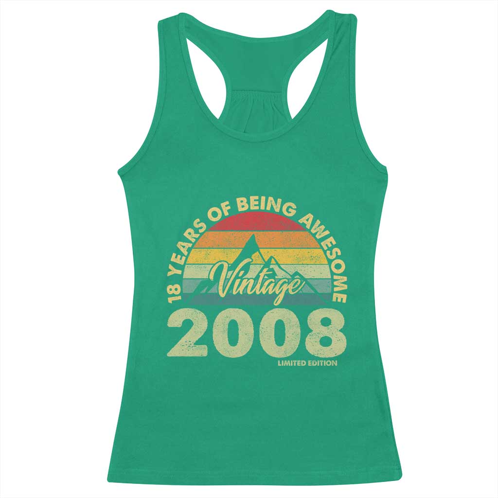 18th Birthday Racerback Tank Top Vintage 2008 Limited Edition 18 Year Old Gift