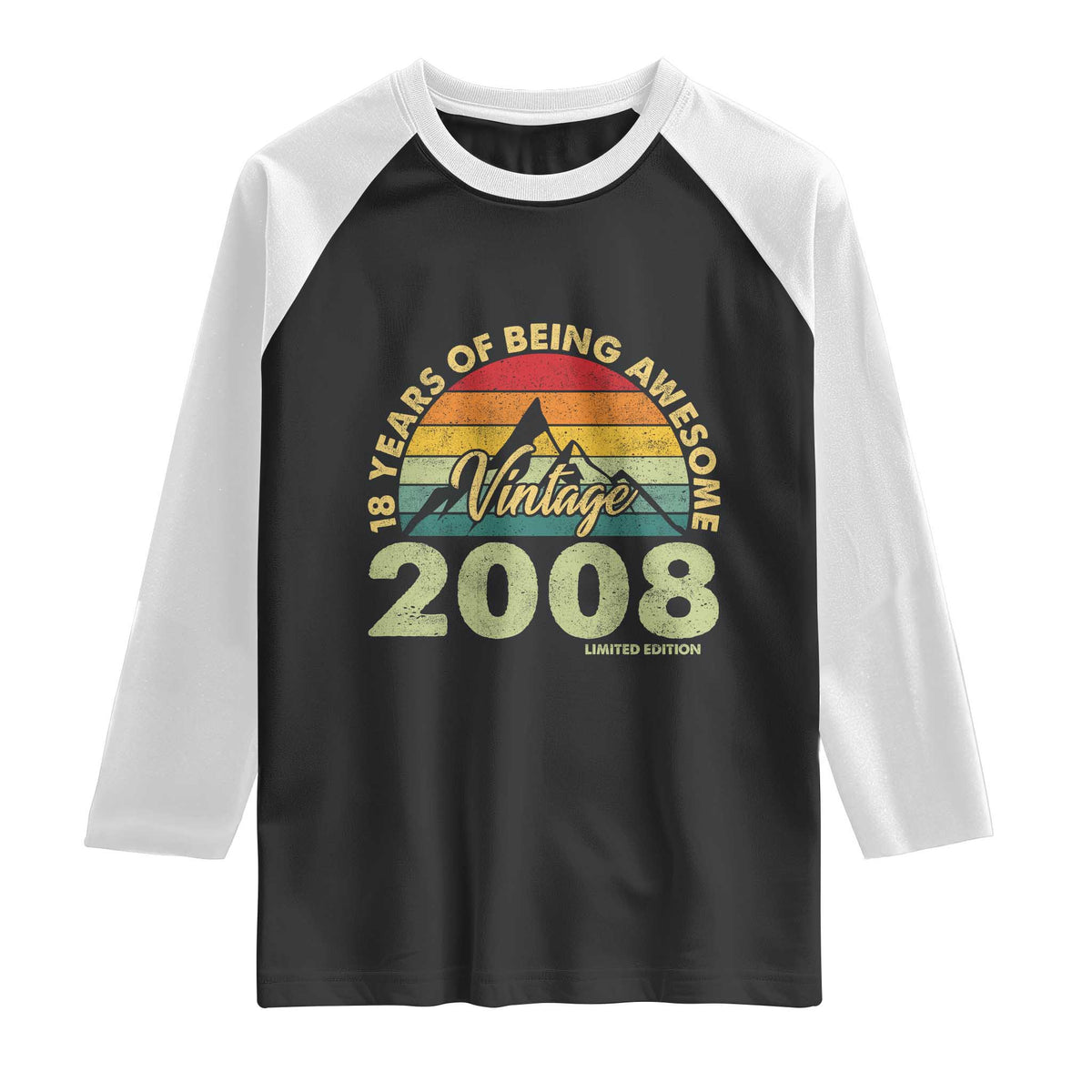 18th Birthday Raglan Shirt Vintage 2008 Limited Edition 18 Year Old Gift