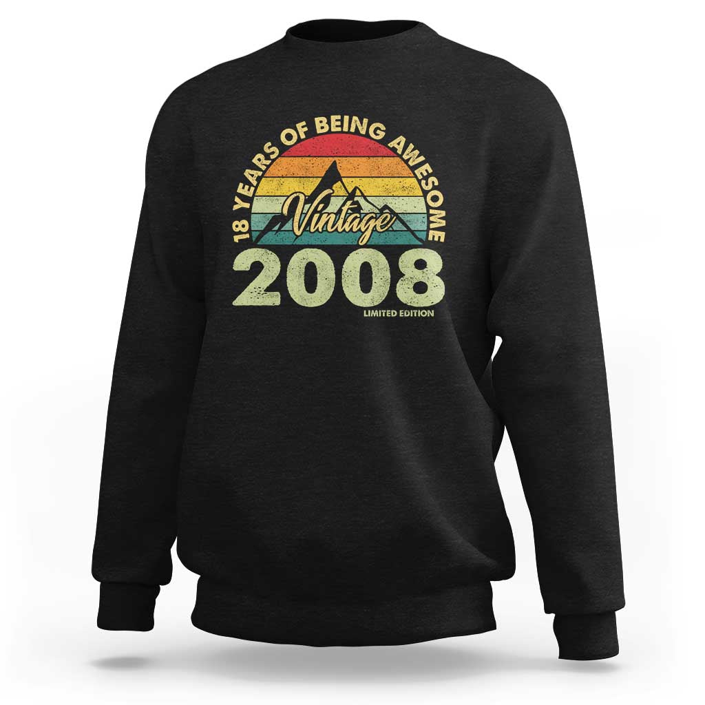 18th Birthday Sweatshirt Vintage 2008 Limited Edition 18 Year Old Gift
