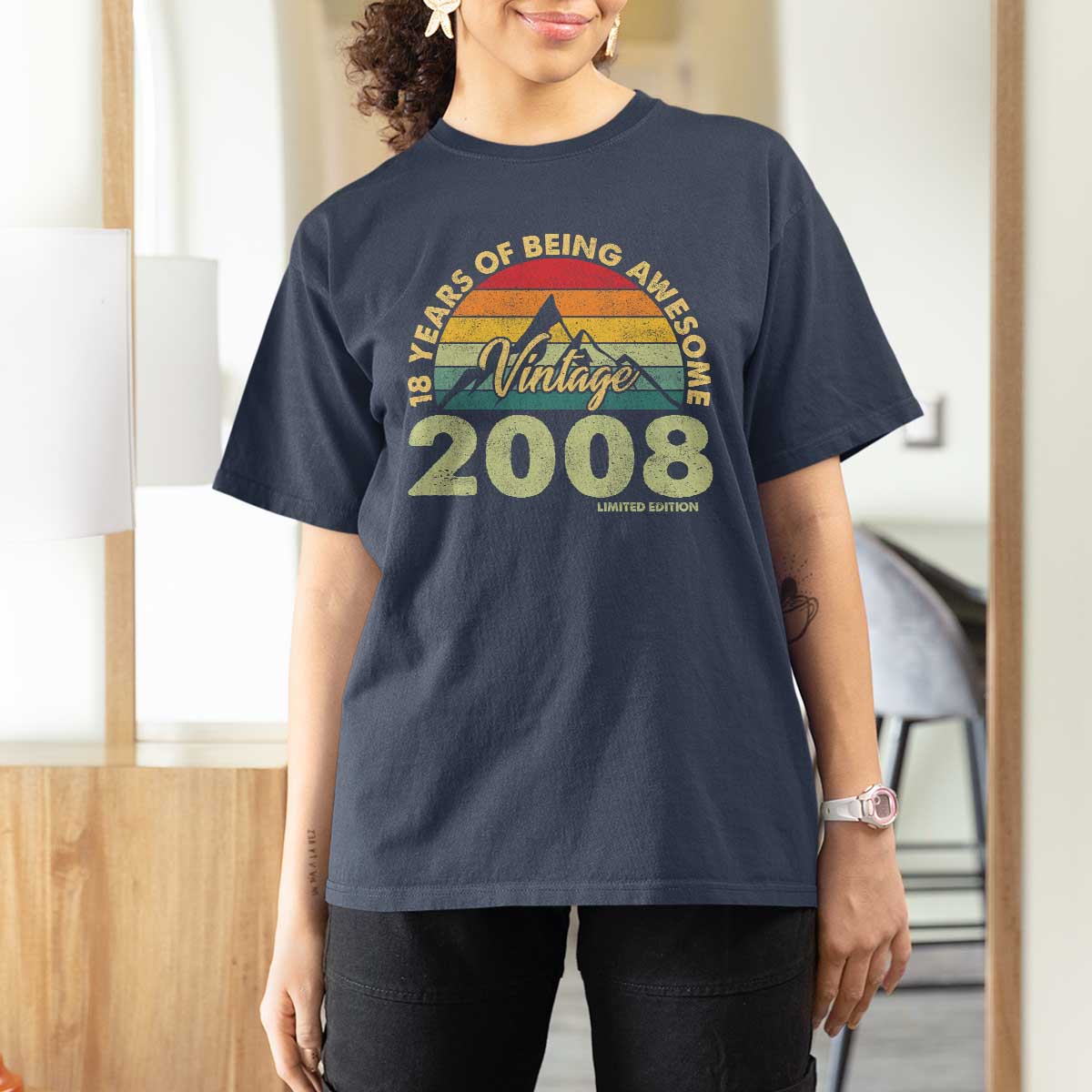 18th Birthday T Shirt For Women Vintage 2008 Limited Edition 18 Year Old Gift