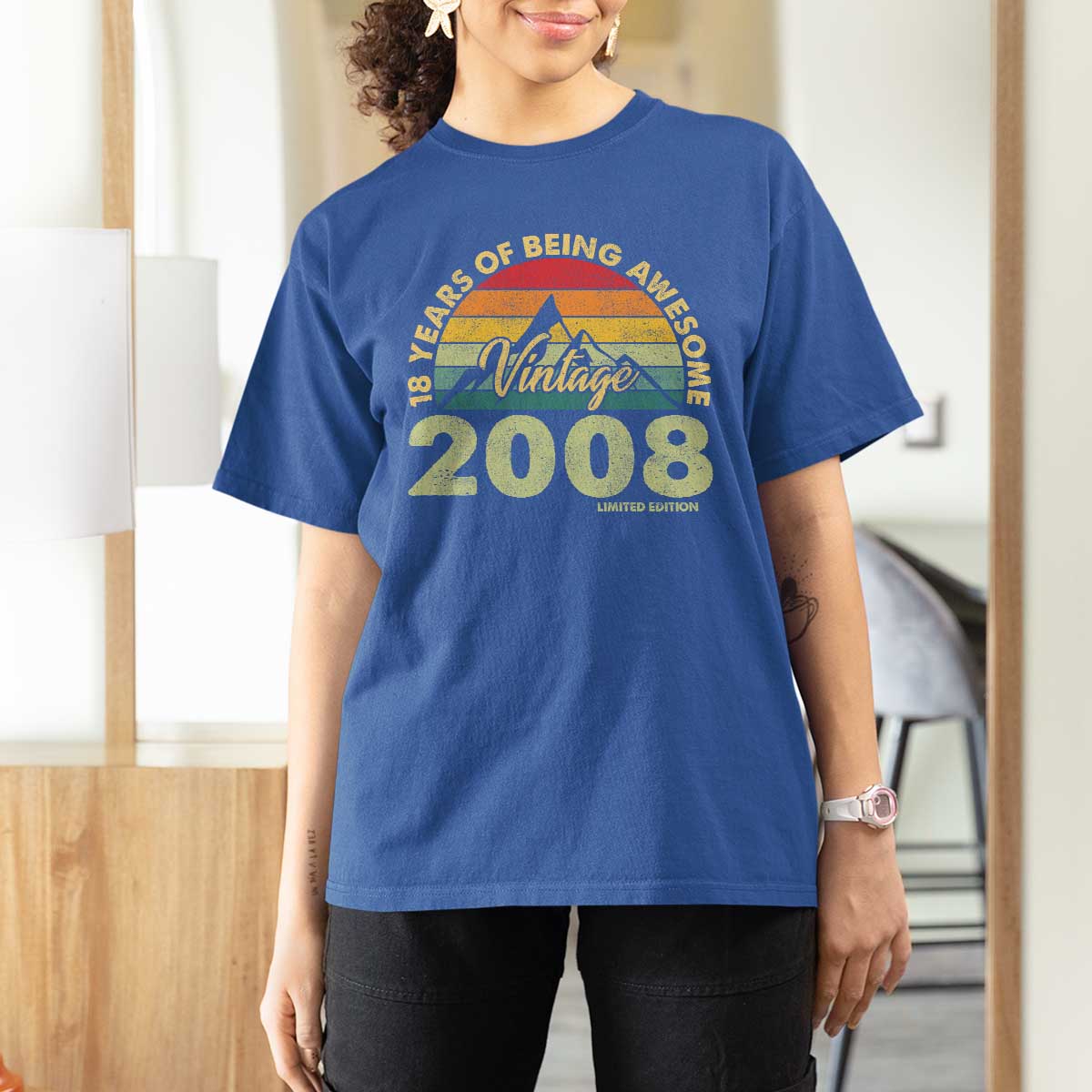 18th Birthday T Shirt For Women Vintage 2008 Limited Edition 18 Year Old Gift