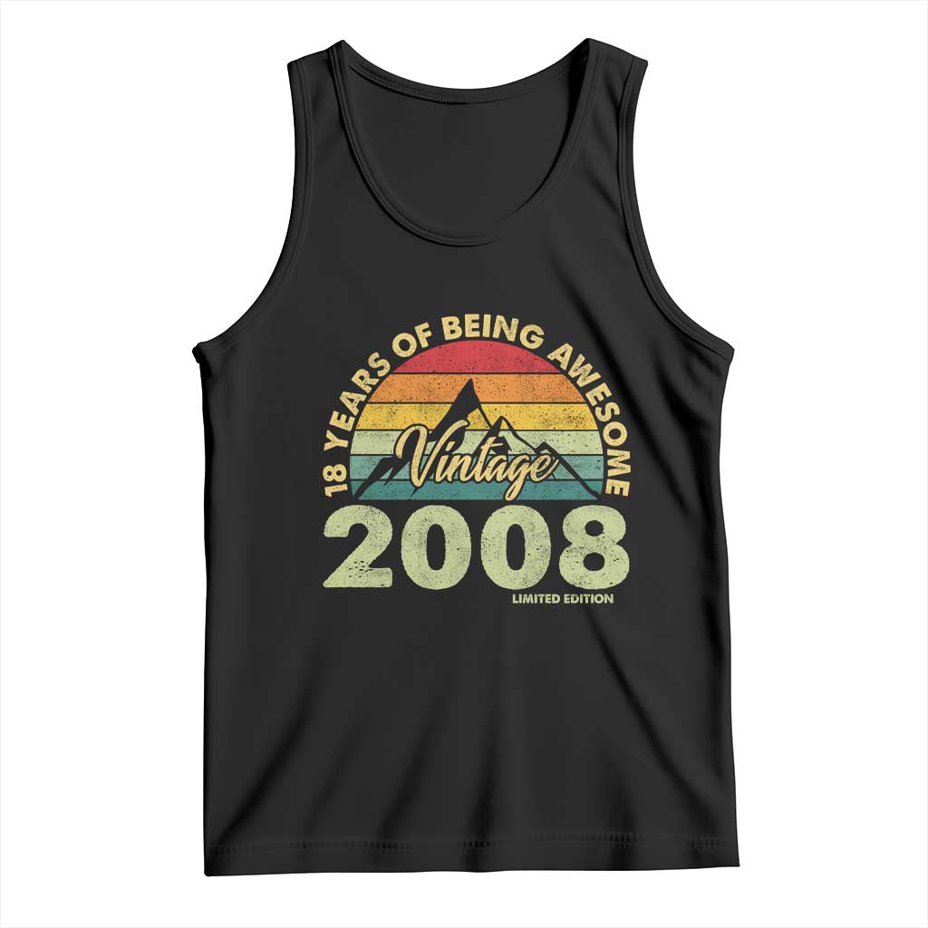 18th Birthday Tank Top Vintage 2008 Limited Edition 18 Year Old Gift
