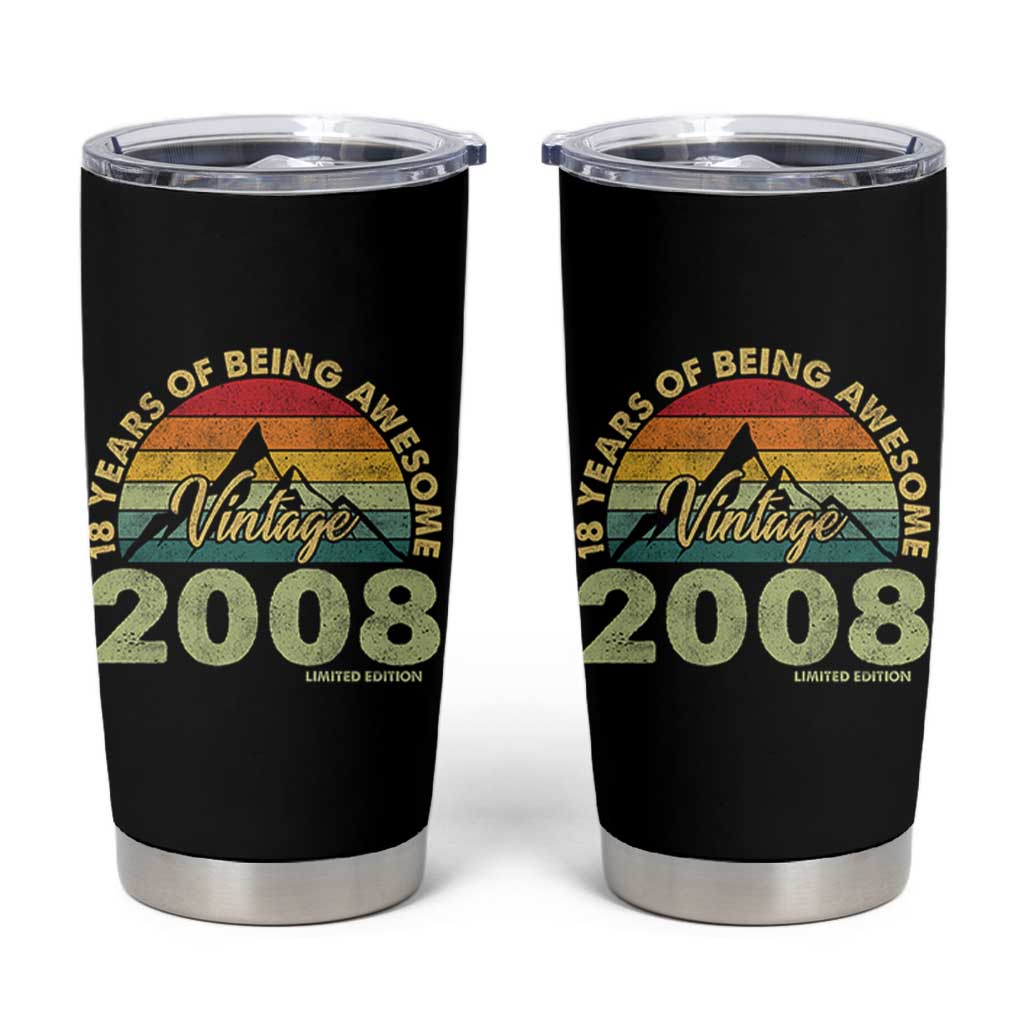 18th Birthday Tumbler Cup Vintage 2008 Limited Edition 18 Year Old Gift