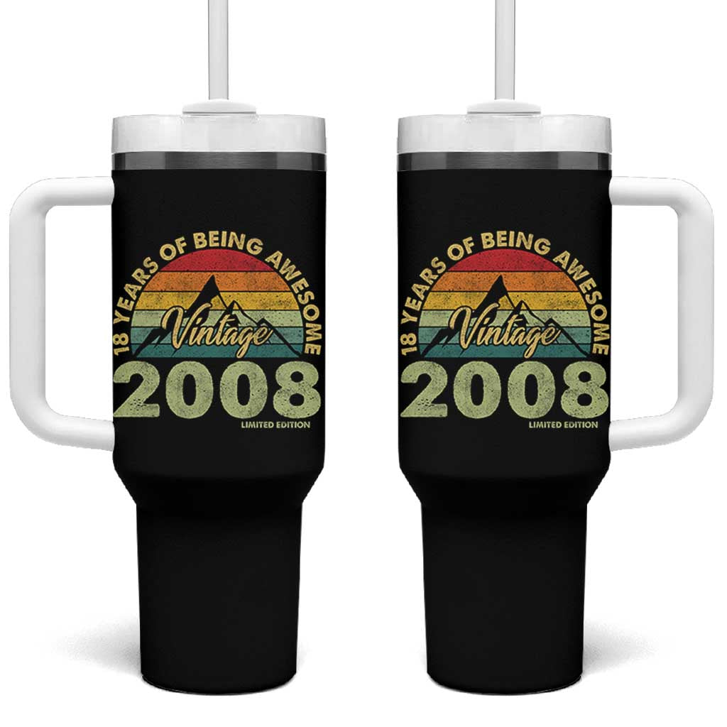 18th Birthday Tumbler With Handle Vintage 2008 Limited Edition 18 Year Old Gift
