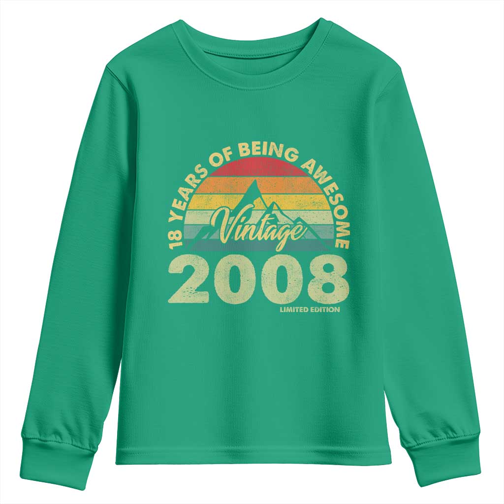 18th Birthday Youth Sweatshirt Vintage 2008 Limited Edition 18 Year Old Gift