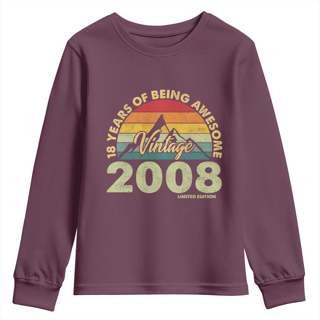 18th Birthday Youth Sweatshirt Vintage 2008 Limited Edition 18 Year Old Gift