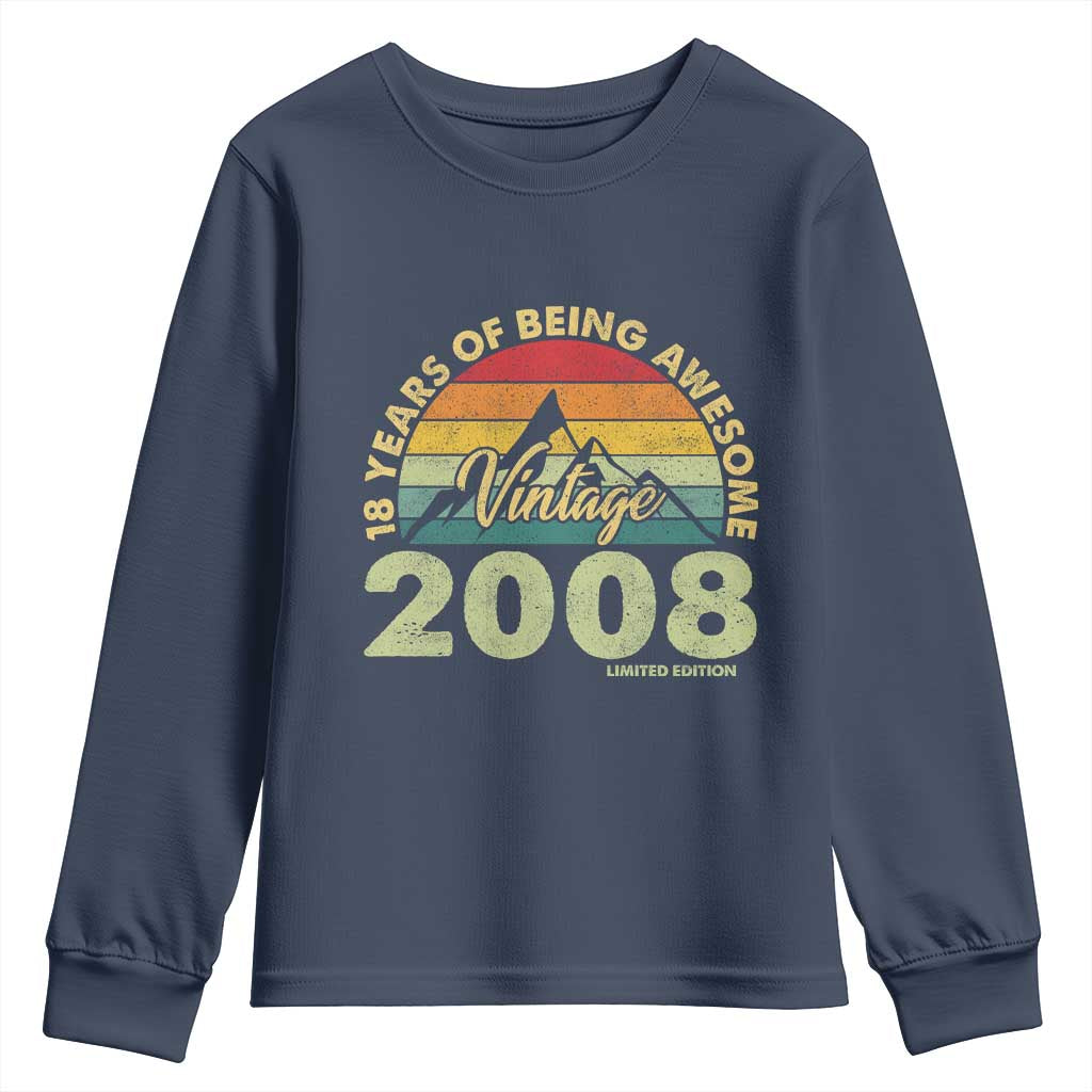 18th Birthday Youth Sweatshirt Vintage 2008 Limited Edition 18 Year Old Gift